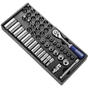 EXPERT - E031821 <b>3</b>/<b>8</b>'' socket and accessory set 50 pieces - EAN 3258950318219 <b>RATCHET</b> AND SOCKET SETS <b>3</b>/<b>8</b>" - Product Image 1