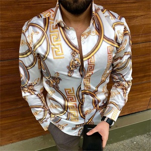เสื้อเชิ้ตผู้ชายทรงเข้ารูปแบบใหม่สำหรับฤดูใบไม้ร่วงและฤดูใบไม้ผลิ ผ้ากันยับ ระบายอากาศได้ดี พิมพ์ลาย 3 มิติ สไตล์ลำลอง แขนยาว - Product Image 1