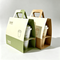 Boîte personnalisée en carton ondulé biodégradable avec poignée en papier kraft découpée, impression dorée pour café, thé, jus et cadeaux