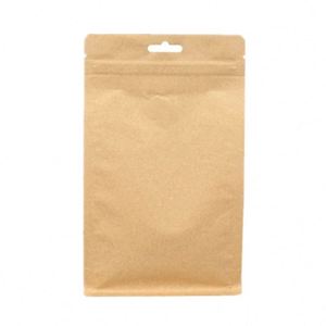 Sacs en papier kraft plats imperméables avec fermeture éclair, 12x22cm, pour emballage de farine, format promotionnel - Product Image 1