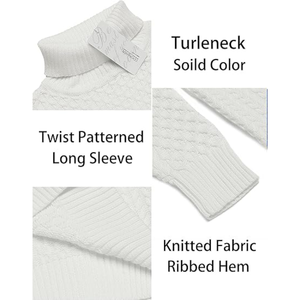 Pull à col roulé en tricot torsadé pour homme, chaud, pull d'hiver, design texturé épais |   Pull d'hiver élégant en tricot pour homme - Product Image 5