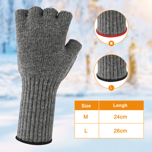 Gants en tricot de laine mélangée de calibre <span class=keywords><strong>7</strong></span> sans doigts avec logo personnalisé et <span class=keywords><strong>taille</strong></span> de la paume en microfibre de l'usine - Product Image 6