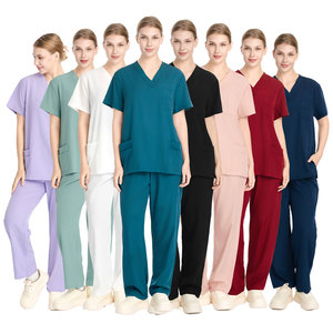 <span class=keywords><strong>Ensemble</strong></span> de tenues d'infirmière unisexe en tissu Spandex/Polyester, <span class=keywords><strong>prix</strong></span> bas, logo personnalisé, pantalon d'infirmière à 3 poches, multi-poches, stock disponible - Product Image 2