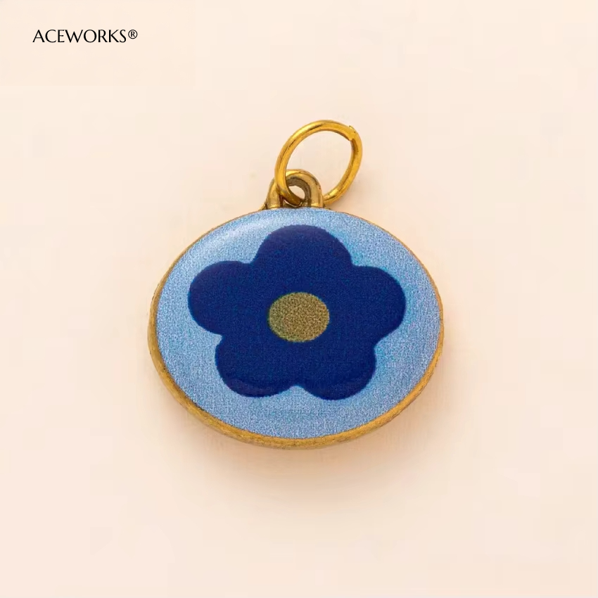 Light Blue Blue Flower Charm