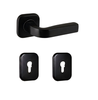 Poignée de porte en fer noir mat 62x62mm avec plaques de recouvrement de cylindre de serrure et écusson 82x62mm, vente chaude en Asie centrale