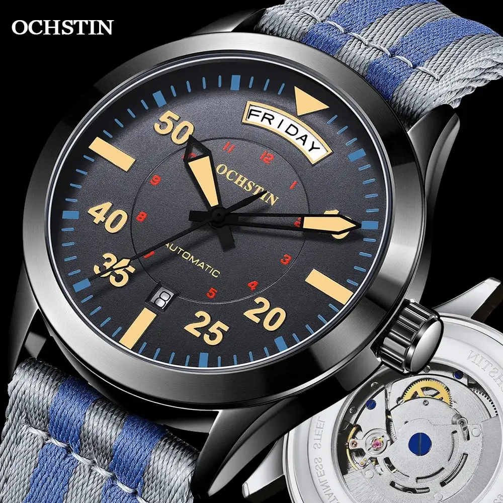 Ocstin GA2028B 2024 moderni orologi da uomo pilota automatico di lusso meccanico ocstin data settimana doppio Display regali per uomo