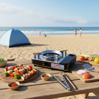 Réchaud à huile en acier inoxydable 304 à 5 trous, argenté, plage de température 85-100°C, durée de chauffe de 2 heures pour le camping en extérieur