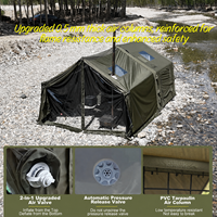 Tente pneumatique Coody 8.0+Framed Foyer - Tente de camping gonflable de luxe en tissu de coton vert armée pour les aventures en plein air