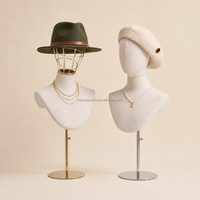 Présentoir en gros réglable en lin pour têtes de mannequin, colliers, chapeaux et bijoux, avec base métallique, pour boutiques et commerces de détail