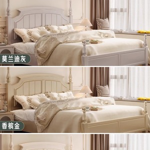 French Style <b>Solid</b> <b>Wood</b> Double Bed 1.8m Platform Bed Frame Durable Bedroom Furniture For Adults - Product Image 3