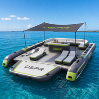 Plateforme flottante gonflable sur mesure avec auvent d'ombrage pour la location en resort et les sports nautiques