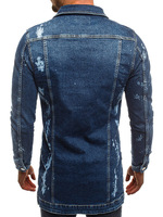 Jaqueta Jeans Clássico dos homens Dos Homens Slim Fit Moda calças de Brim dos homens Casaco Jaqueta Jeans Longo