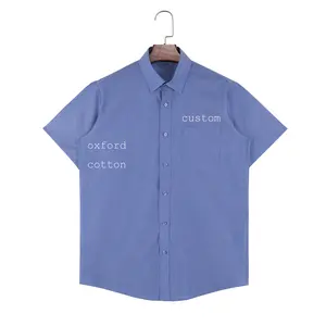 Custom Designer Premium Oxford Cotton Work Button Up Shirt Dress Shirt Short Sleeve