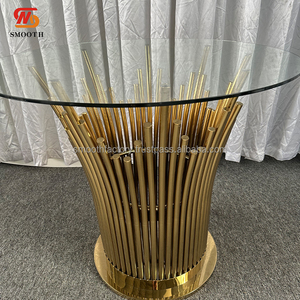 Table LEDA de luxe en verre transparent avec cadre en métal doré pour salle de mariage, thé de l'après-midi, fête d'anniversaire, repas en plein air pour hôtels - Product Image 3