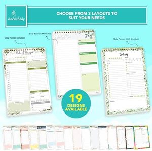 Daily Planner Notepad Decorably Detailed 52 Sheets Spring-Bound Leather Bound Daily Schedule <strong>Task</strong> Planner To-Do List Notepads - Product Image 2