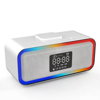 6-in-1 BT-speaker met draadloze oplader, wekker, witte ruis, RGB-verlichting |   BT 5.4, 15W geluid, 3600mAh |   Zwart/Wit