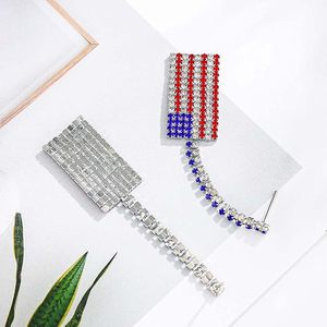 Né le quatrième juillet jour de l'indépendance américaine boucles d'oreilles pour femmes rouge blanc bleu coeur Rectangle larme strass drapeau boucles d'oreilles - Product Image 5