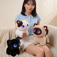 20cm KI Siamesische Katze Plüschtier, 66-Sprachen Sprechendes Stoffkätzchen, Intelligenter Sprachkommunikations-Roboter-Plüsch, Leuchtende Sternenaugen, Geschenk