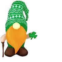 Vendita Diretta dalla Fabbrica: Gonfiabile Decorativo per San Patrizio con Figura di Leprechaun, Bacchetta e Trifoglio Luminoso