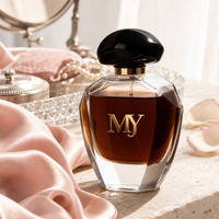 Flacon de parfum en verre de luxe de 90 ml, à facettes plates, en forme de gemme, avec bouchon noir brillant et vaporisateur à fine brume, emballage exquis
