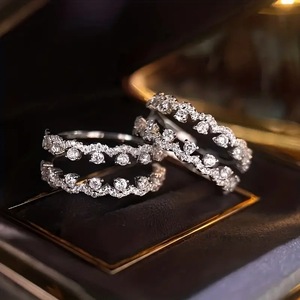 Elegante Anello a Doppio Strato per Donne, Gioiello da Dito Scintillante e alla Moda - Product Image 6