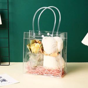 Sac à fermeture éclair en PVC transparent personnalisé, estampage à chaud, recyclable, respectueux de l'environnement, sac promotionnel, sac de shopping avec poignées, supermarché - Product Image 5