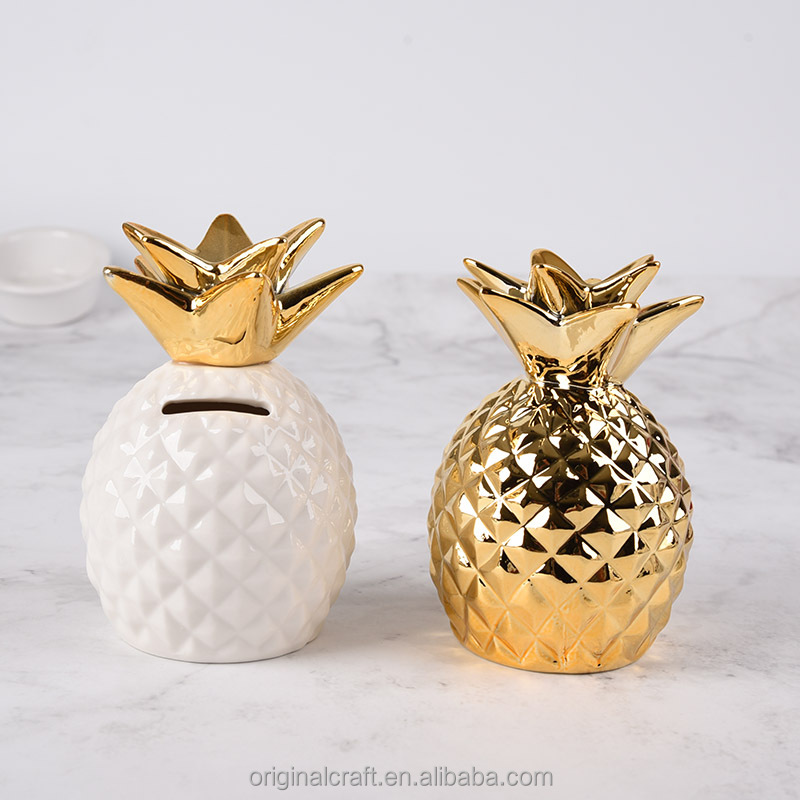 Plateau Bijoux En Forme D'Ananas En Céramique Blanche - Organisateur Mignon Et Élégant