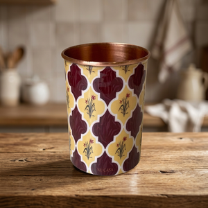 Bohemian Floral Pattern Metal copper <b>Reusable</b> <b>Cup</b> for Adults Home Party Use - Product Image 5