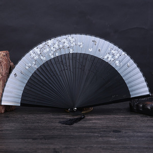 Éventail pliant rétro haut de gamme DIY 42 carreaux motif fleur de cerisier, artisanat <span class=keywords><strong>japonais</strong></span> avec technique de peinture, en bambou - Product Image 1