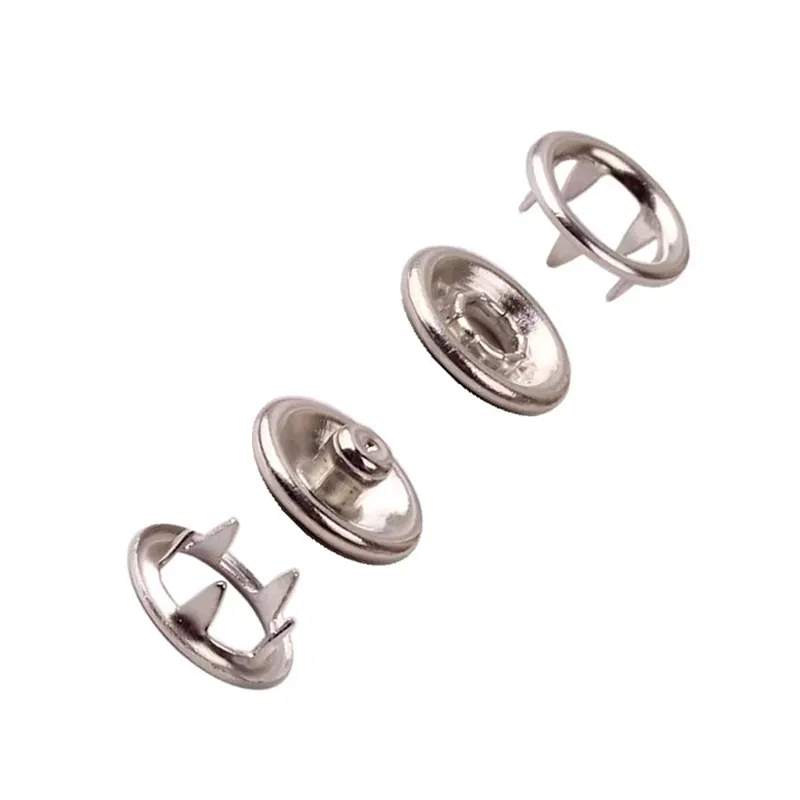 Accessori per abbigliamento personalizzato argento 9.5mm pressa in metallo cinque artigli in ottone ottone anello per bambini con punta a pressione pulsante