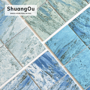 Commercio all'ingrosso 300x300 mattonelle di mosaico di colore blu mare Hotel Spa bagno doccia a parete vetrata in porcellana piastrelle per piscina - Product Image 6
