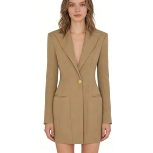 Vestido Blazer <span class=keywords><strong>Turquesa</strong></span> para <span class=keywords><strong>Mujer</strong></span> - Vestidos Mini Formales Entallados con un Solo Botón, Moda Sehe - Product Image 3