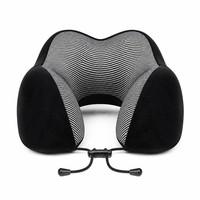 Oreiller de voyage portable en mousse à mémoire de forme en U, soutien cervical, masque de sommeil, bouchons d'oreilles, housse douce et respirante, ergonomique