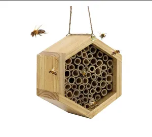 Mason Bee House-แฮนด์เมดธรรมชาติไม้ไผ่ผึ้งรัง
