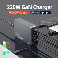 Estación de Carga USB Plegable, Compatible con Enchufes EU y US, 220W, Cargador de Escritorio Gan, Base de Carga para Laptop y Teléfono