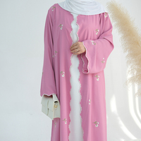 2025 nouveau Design Abaya femmes Robe musulmane de luxe Nida fleur broderie Cardigan Abaya Robe dubaï modeste musulman ouvert Abaya