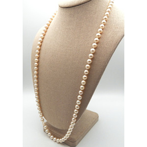 Collana di perle coltivate giapponesi 14k oro e 7mm Akoya 28" - Product Image 1