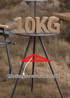 Table de camping pliable moderne en fer, design trépied portable pour fêtes en plein air, randonnée, pique-nique et barbecue