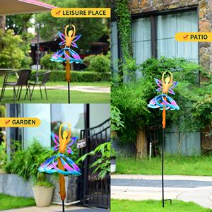 Unique Ballet Girl Windmill 360 ° Rotation Métal Ornement De Jardin Décor Extérieur pour Pelouse Cour <span class=keywords><strong>Terrasse</strong></span> <span class=keywords><strong>Idée</strong></span> Cadeau Spéciale - Product Image 6
