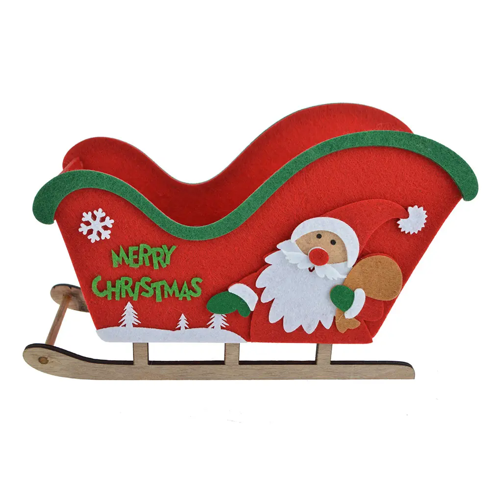 Red Felt Sleigh Tabletop Center Piece Merry Christmas Santa weihnachten crafts navidad decor