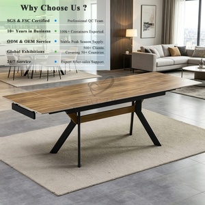 Table de salle à manger moderne en MDF, design norvégien OEM, pieds en acier au carbone, solutions écologiques, pour usage commercial - Product Image 1