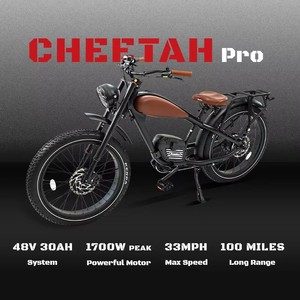 Vélo électrique US Warehouse Cheetah Pro Vintage 1000W avec moteur arrière, batterie Li haute puissance - Product Image 1