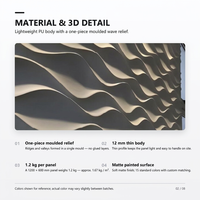 Panneau mural Pu Wave 3D en polyuréthane 1200x600mm, classe de résistance au feu B2, couleur personnalisée pour salon, salle de bain, hôtel, décoration