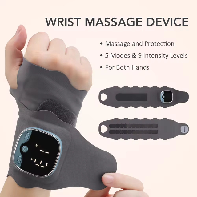2026 Portable Smart TENS EMS Heated Wrist Hand Support Massage Strap Machine Wireless Cordless Hand Massager LCD Screen Display