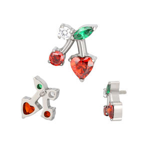 <span class=keywords><strong>Piercing</strong></span> Sieraden Kersen Vorm <span class=keywords><strong>Labret</strong></span> 16G Neus Ring Spiraal Oorbellen Titanium Verguld Astm F136 Zirkoon - Product Image 3