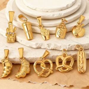 Ciondoli Roma in Acciaio Inossidabile Placcato Oro 18k |   Ciondoli a Forma di Tazza di Caffè, Pretzel e Pasta |   Forniture Impermeabili per Creazione di Gioielli Fai-da-Te e Collane - Product Image 4