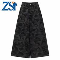 Zesheng – Jean décontracté taille haute ample camouflage pour femme, coupe large, respirant, style streetwear, en denim imprimé