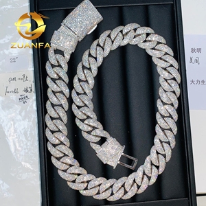 <span class=keywords><strong>Collar</strong></span> de <span class=keywords><strong>Hombre</strong></span> Moderno con Incrustaciones de Moissanita VVS, Cadena Cubana de 20 mm, Certificado GRA, Cadena Cubana de Miami de <span class=keywords><strong>Plata</strong></span> <span class=keywords><strong>925</strong></span> - Product Image 6