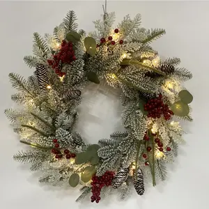 new popular led light natural wreath pine nut simulation wreath decoration buy artificial christmas party garland for front door