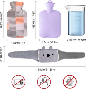 New Arrivals Hot Water <b>Bottle</b> Winter <b>Warm</b> 1L Rubber Hot Water Bag With Soft Plush Waist Belt - Product Image 2